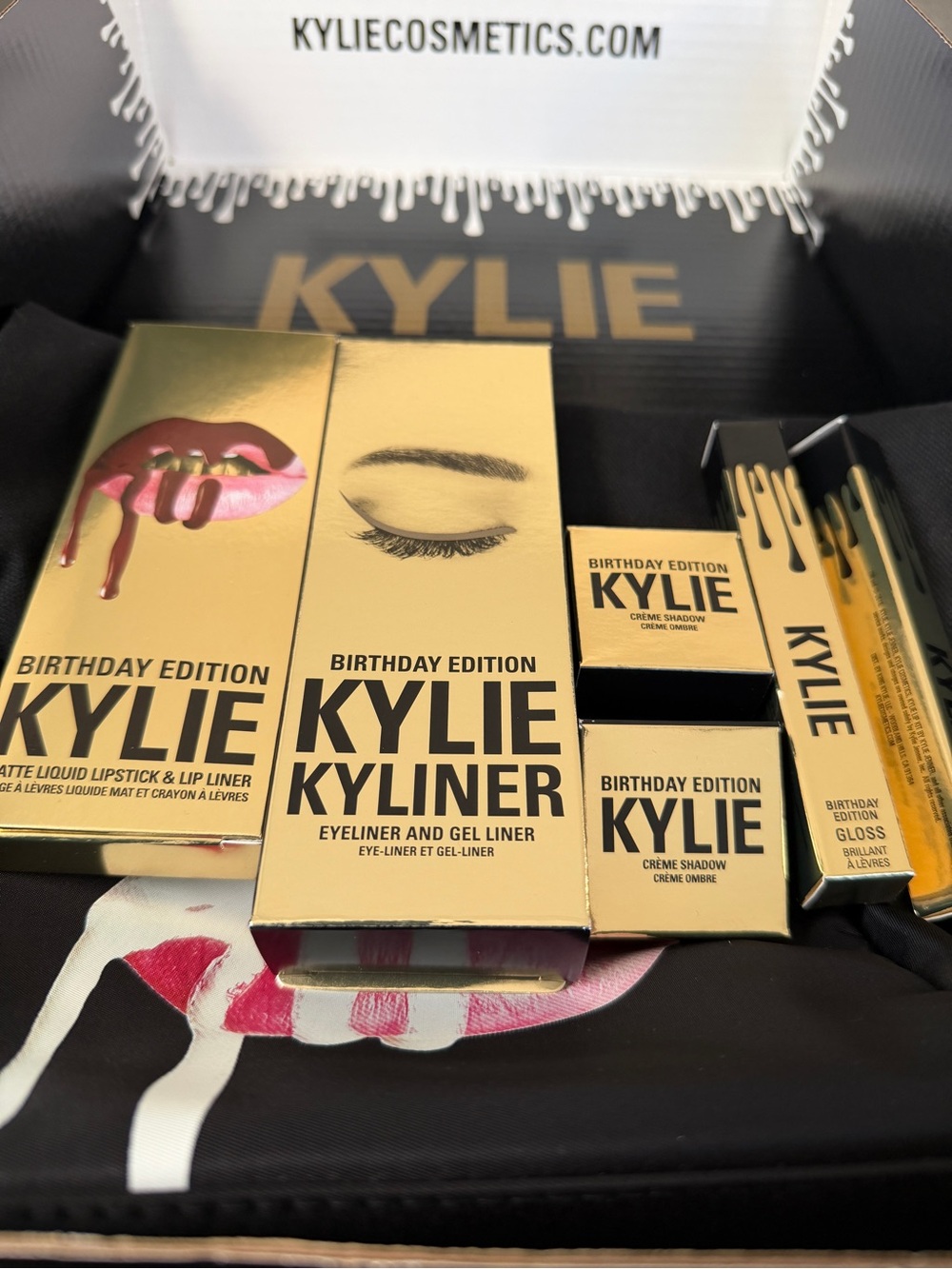 Kylie Cosmetics Birthday Edition Collection Bundle Makeup Set Black & Gold